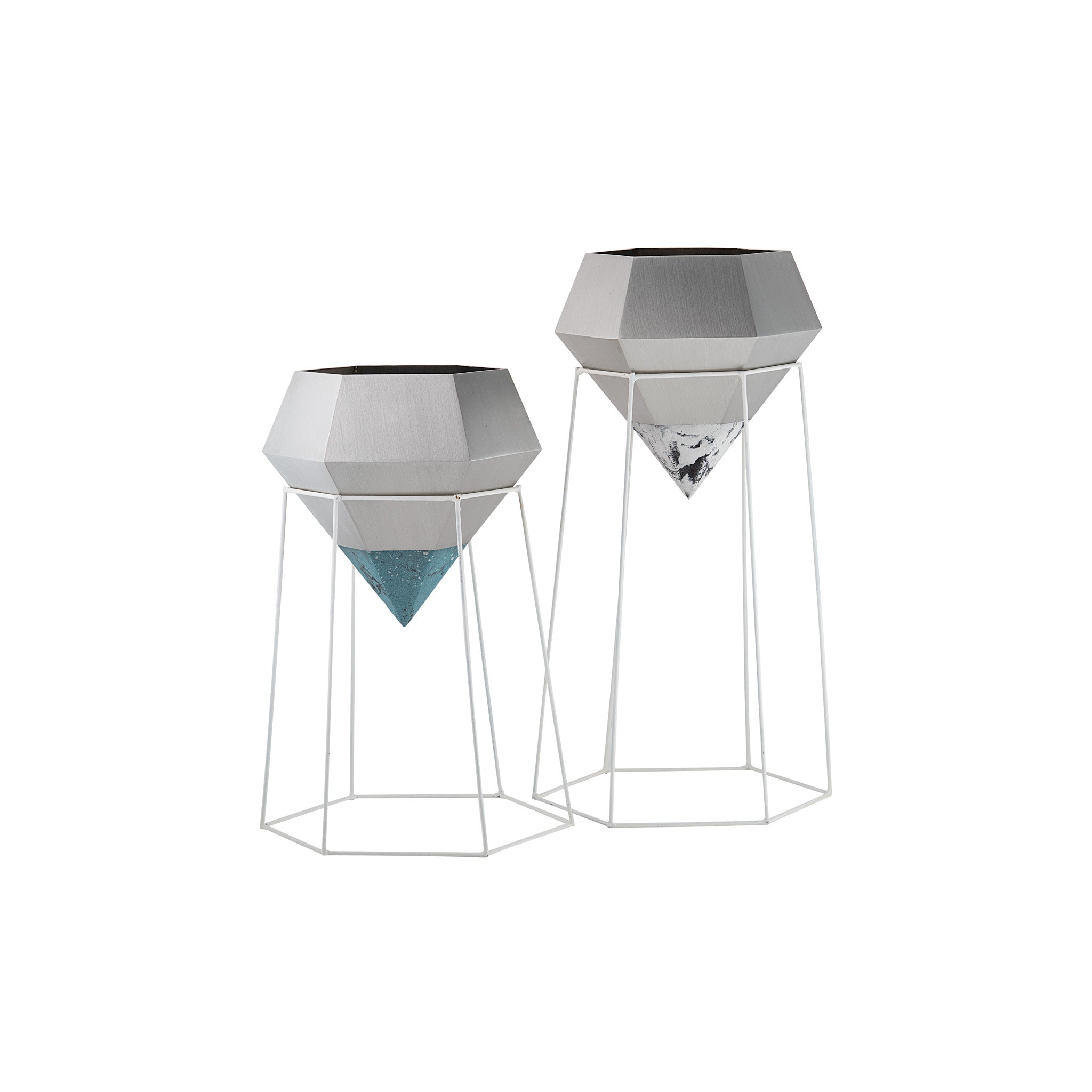 Pewter and Jesmonite Planters by Heidi Carthew